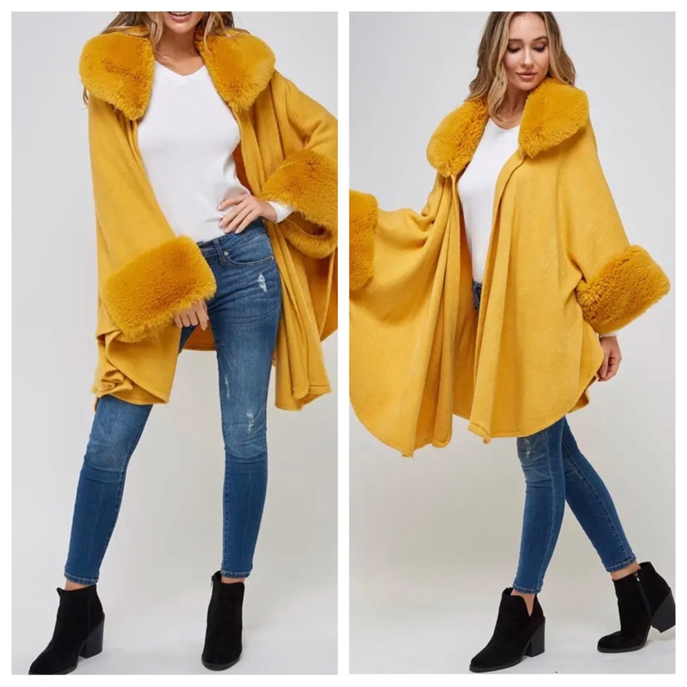44 Absolutely Beautiful Unique Faux Fur Trin Cape Jacket Shawl - Picture 8 of 8